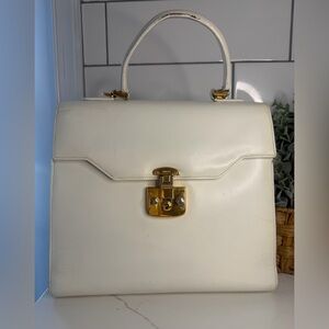 Authentic Vintage Gucci lady lock top Handle bag w/printed COA